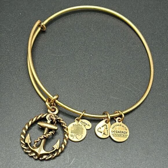 Alex and Ani Jewelry - Alex and Ani A09EB169RG Nautical Anchor Charm Bangle Rafaelian Gold Bracelet